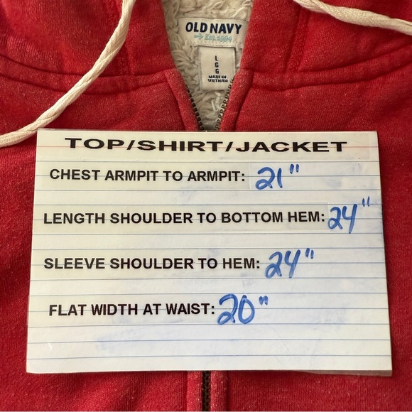 Old Navy Full Zip Hoodie Women’s Large Red‎ Grunge Warm Fuzz Lined Skater Jacket - Picture 12 of 12